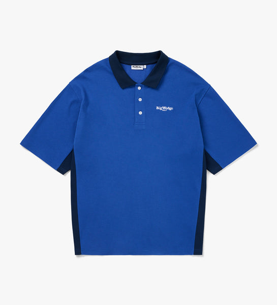 新品】CPG GOLF Big Collar Short sleeve POLO Big Wedge Pique Polo – Blue/Navy